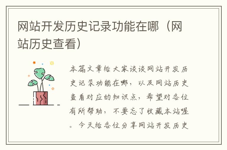 网站开发历史记录功能在哪(网站历史查看)