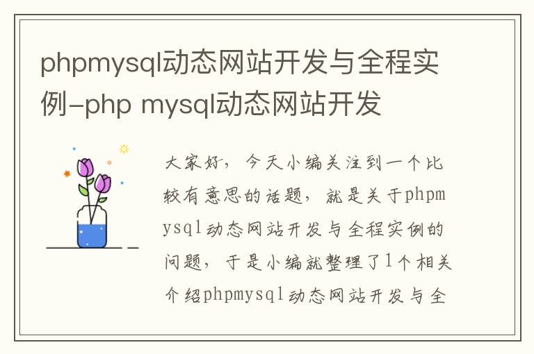 phpmysql动态网站开发与全程实例-php mysql动态网站开发