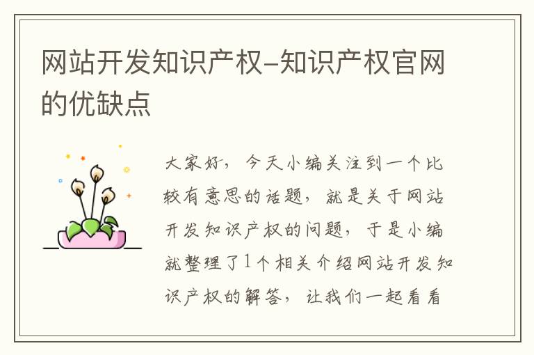 网站开发知识产权-知识产权官网的优缺点