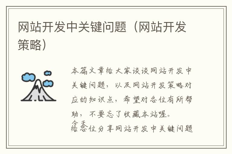 网站开发中关键问题(网站开发策略)