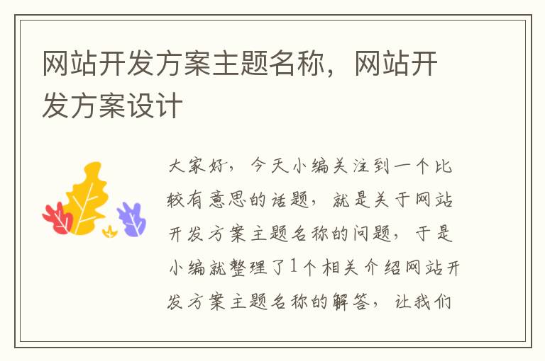 网站开发方案主题名称,网站开发方案设计
