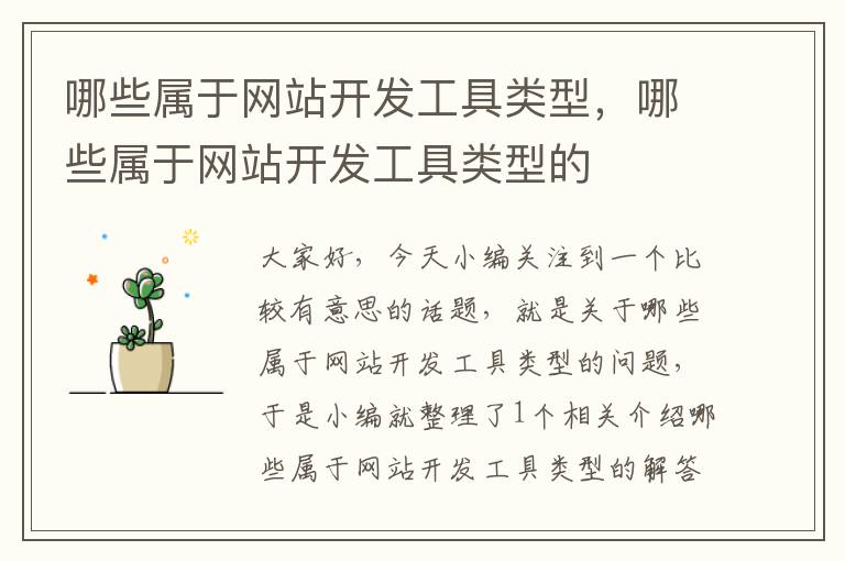 哪些属于网站开发工具类型,哪些属于网站开发工具类型的
