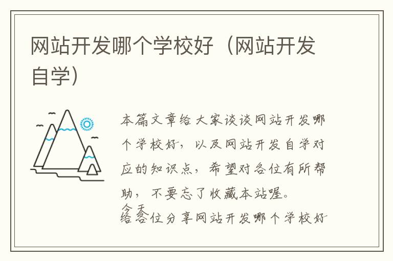 网站开发哪个学校好(网站开发自学)