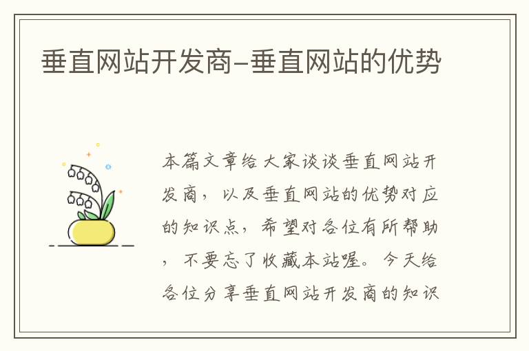 垂直网站开发商-垂直网站的优势