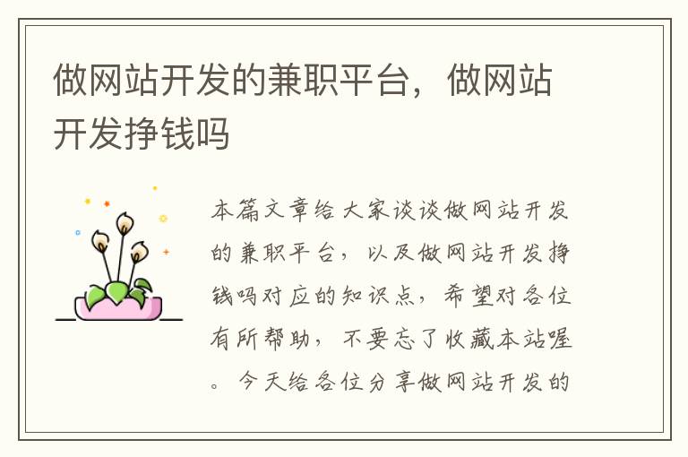 做网站开发的兼职平台,做网站开发挣钱吗
