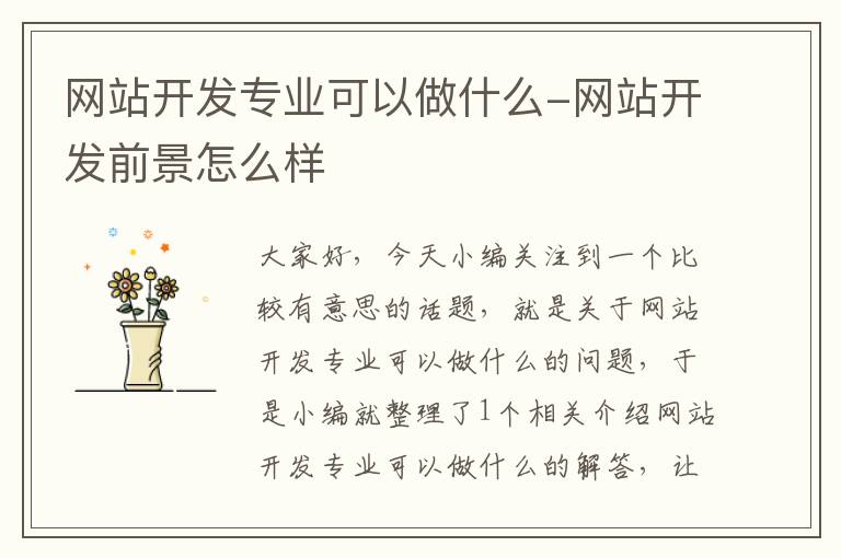 网站开发专业可以做什么-网站开发前景怎么样
