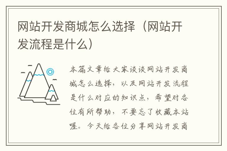 网站开发商城怎么选择(网站开发流程是什么)