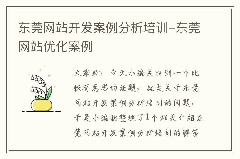 东莞网站开发案例分析培训-东莞网站优化案例