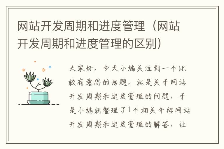 网站开发周期和进度管理(网站开发周期和进度管理的区别)