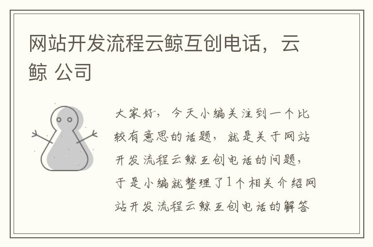 网站开发流程云鲸互创电话,云鲸 公司