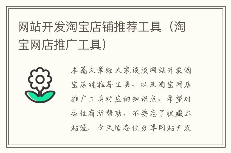 网站开发淘宝店铺推荐工具(淘宝网店推广工具)