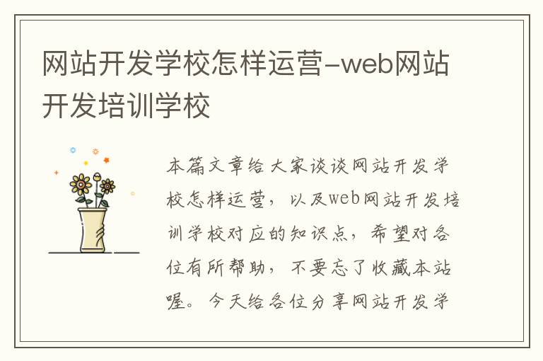 网站开发学校怎样运营-web网站开发培训学校
