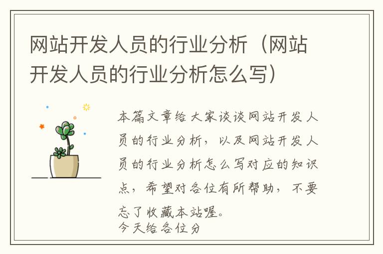网站开发人员的行业分析(网站开发人员的行业分析怎么写)