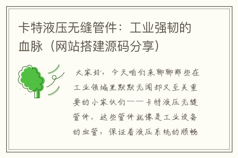 卡特液压无缝管件:工业强韧的血脉(网站搭建源码分享)