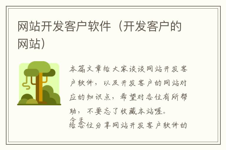 网站开发客户软件（开发客户的网站）