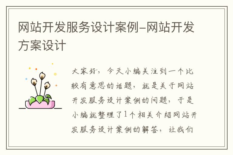 网站开发服务设计案例-网站开发方案设计