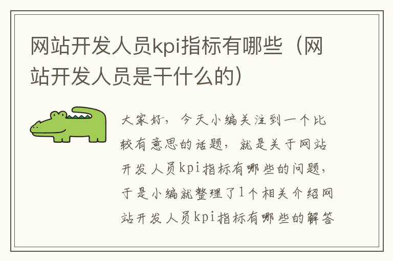 网站开发人员kpi指标有哪些(网站开发人员是干什么的)