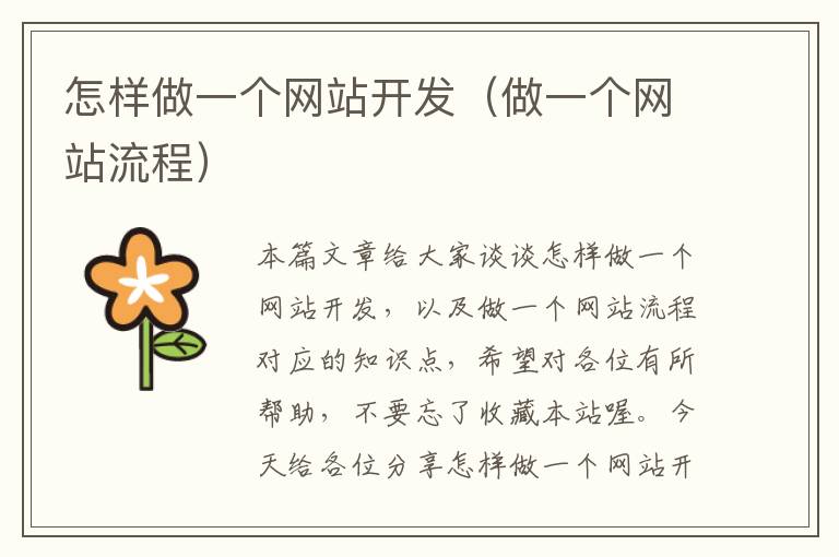 怎样做一个网站开发(做一个网站流程)