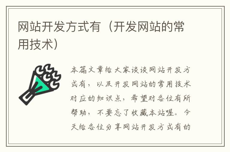 网站开发方式有(开发网站的常用技术)