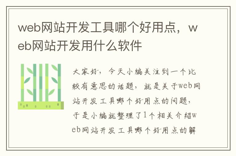 web网站开发工具哪个好用点,web网站开发用什么软件