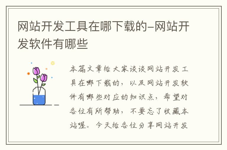 网站开发工具在哪下载的-网站开发软件有哪些