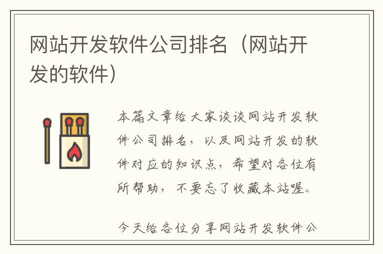 网站开发软件公司排名(网站开发的软件)