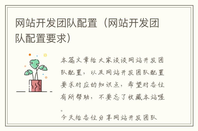 网站开发团队配置(网站开发团队配置要求)