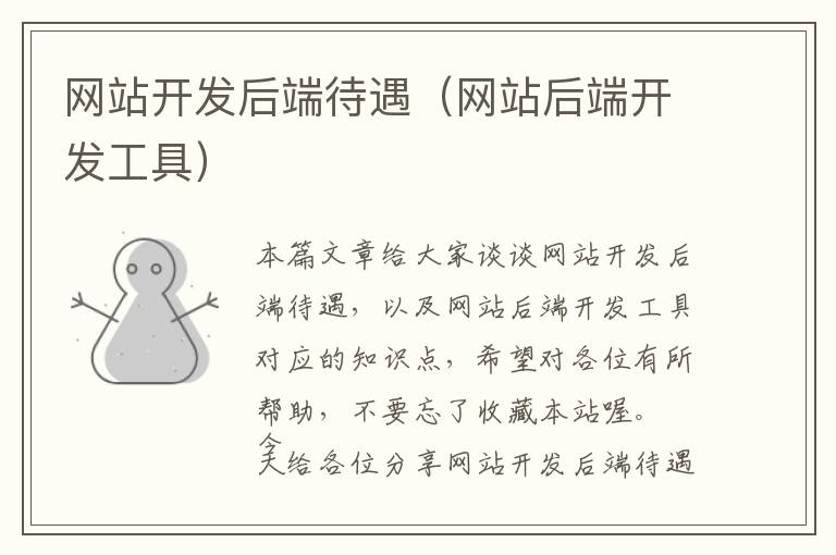 网站开发后端待遇(网站后端开发工具)
