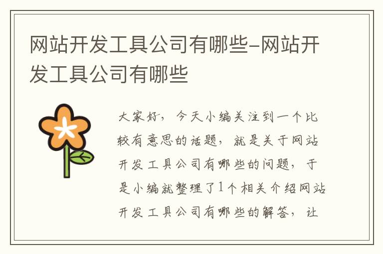 网站开发工具公司有哪些-网站开发工具公司有哪些