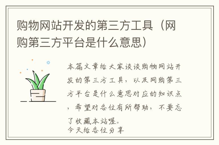 购物网站开发的第三方工具(网购第三方平台是什么意思)