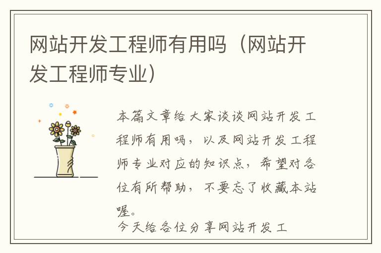 网站开发工程师有用吗(网站开发工程师专业)