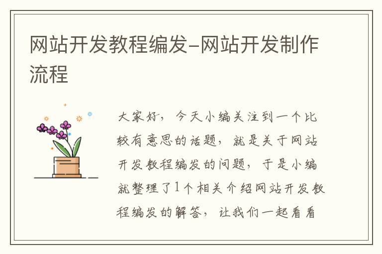 网站开发教程编发-网站开发制作流程
