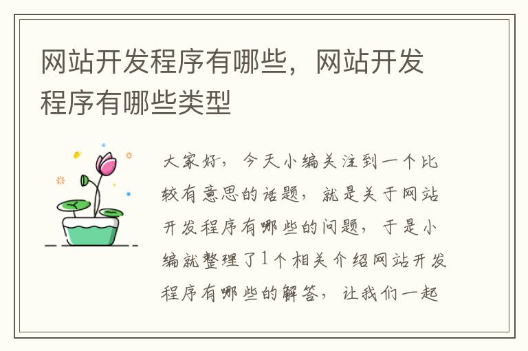 网站开发程序有哪些,网站开发程序有哪些类型