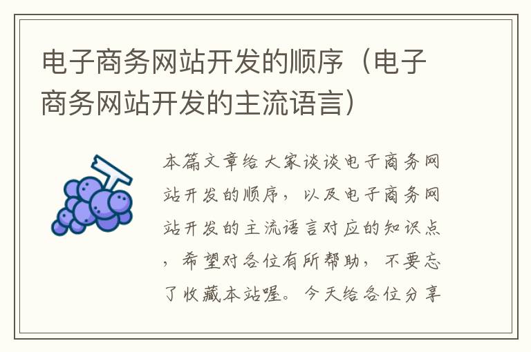 电子商务网站开发的顺序(电子商务网站开发的主流语言)