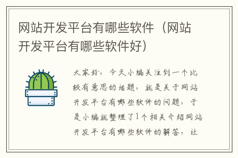 网站开发平台有哪些软件(网站开发平台有哪些软件好)