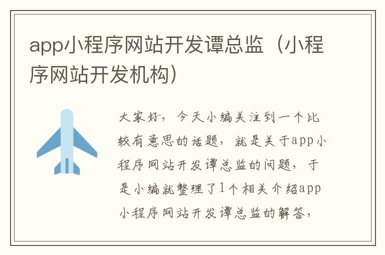 app小程序网站开发谭总监(小程序网站开发机构)