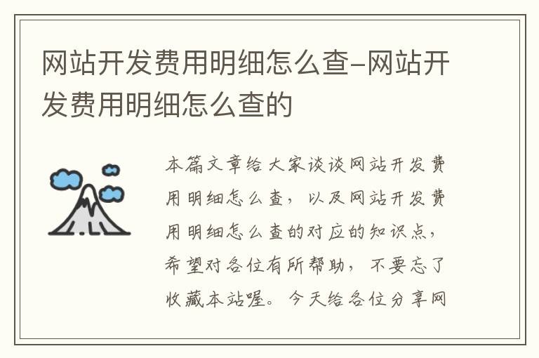 网站开发费用明细怎么查-网站开发费用明细怎么查的
