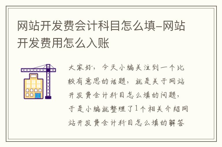 网站开发费会计科目怎么填-网站开发费用怎么入账