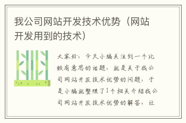 我公司网站开发技术优势(网站开发用到的技术)
