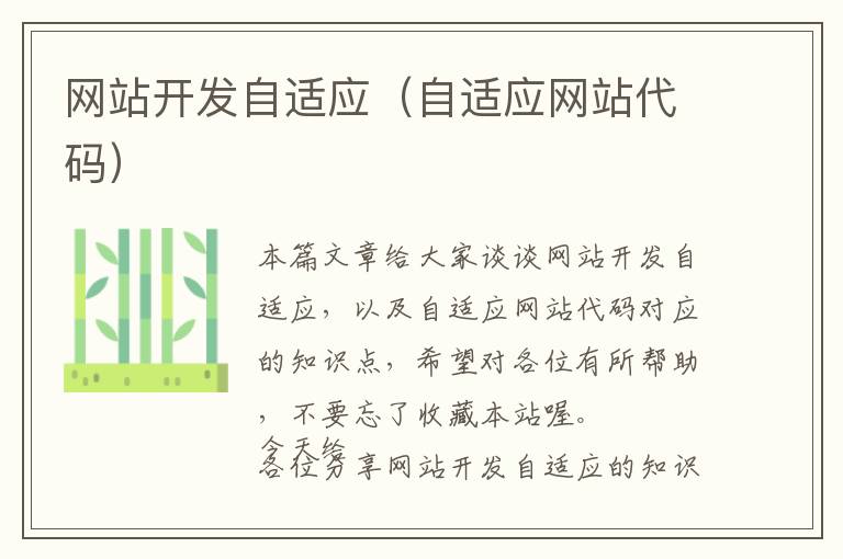 网站开发自适应(自适应网站代码)