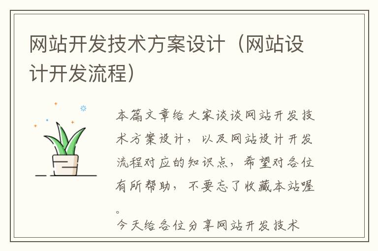 网站开发技术方案设计(网站设计开发流程)