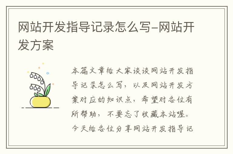 网站开发指导记录怎么写-网站开发方案