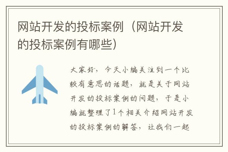 网站开发的投标案例(网站开发的投标案例有哪些)