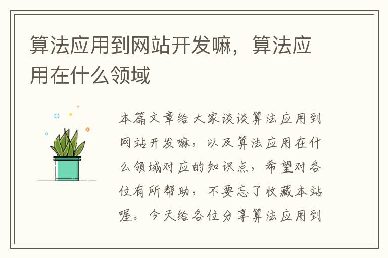 算法应用到网站开发嘛,算法应用在什么领域