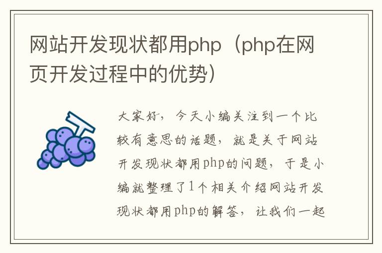 网站开发现状都用php(php在网页开发过程中的优势)