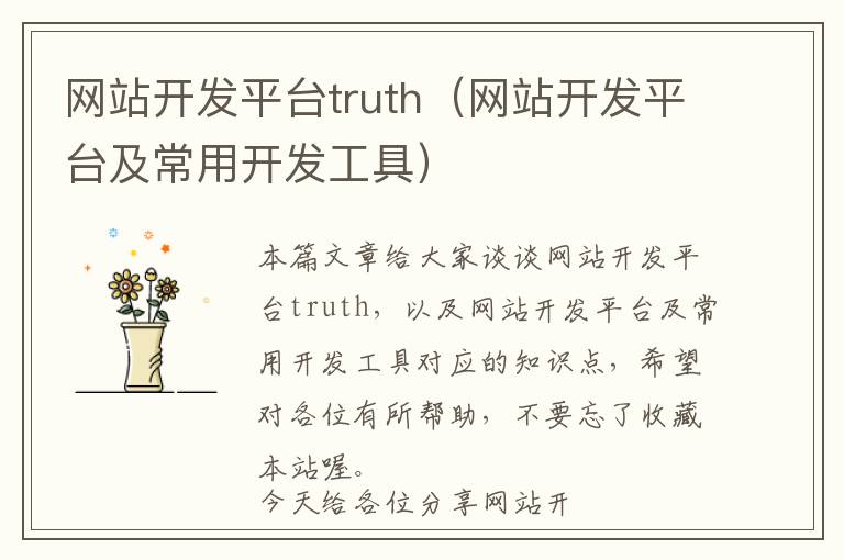 网站开发平台truth(网站开发平台及常用开发工具)