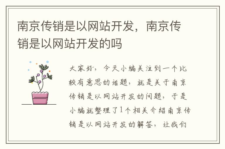 南京传销是以网站开发,南京传销是以网站开发的吗