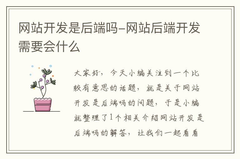 网站开发是后端吗-网站后端开发需要会什么