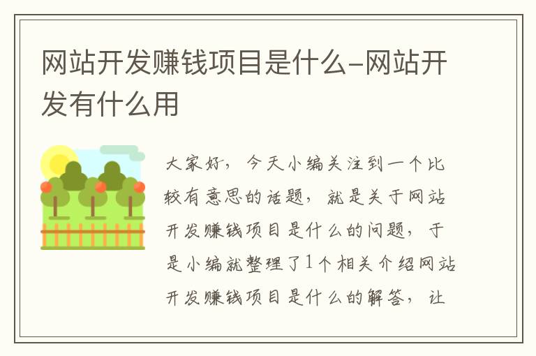 网站开发赚钱项目是什么-网站开发有什么用