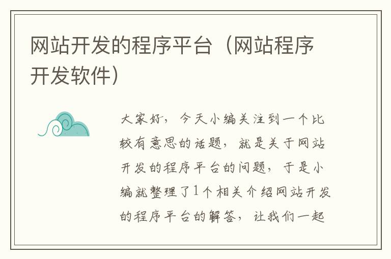 网站开发的程序平台(网站程序开发软件)